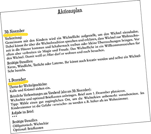 Aktionsplan aus dem Buch Kalle Keks und Krümel
