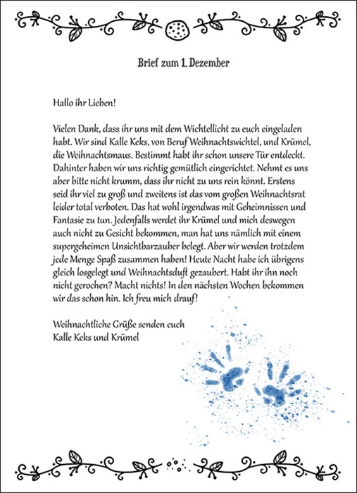 Wichtelbriefe aus dem Buch Kalle Keks und Krümel