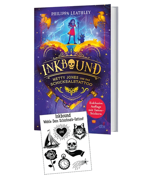 Buch Inkbound mit dem beigelegten Tattoobogen