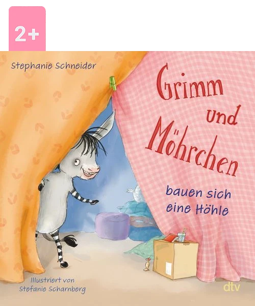 Cover des Buches Grimm und Möhrchen bauen sich eine Höhle von Stephanie Schneider mit Altersangabe 2+