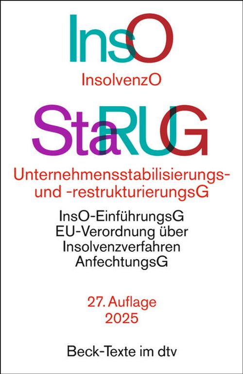 Cover des Buches Insolvenzordnung / Unternehmensstabilisierungs- und -restrukturierungsgesetz von 