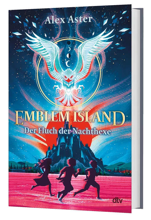 3D-Cover des Buches Emblem Island – Der Fluch der Nachthexe von Alex Aster