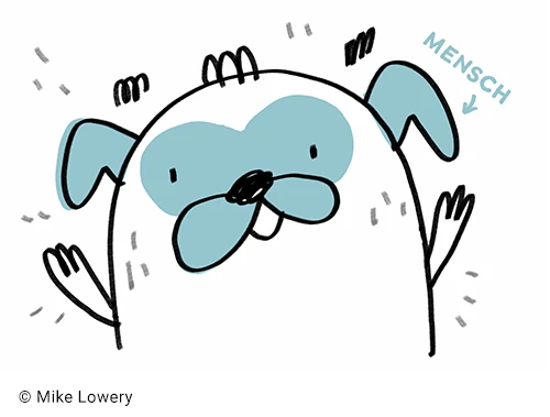 Illustration von Mike Lowery aus dem Buch Alle nennen mich Nein-Sam – Ein ahnungsloser Mops beißt sich durch Illustration von Mike Lowery aus dem Buch Alle nennen mich Nein-Sam – Ein ahnungsloser Mops beißt sich durch