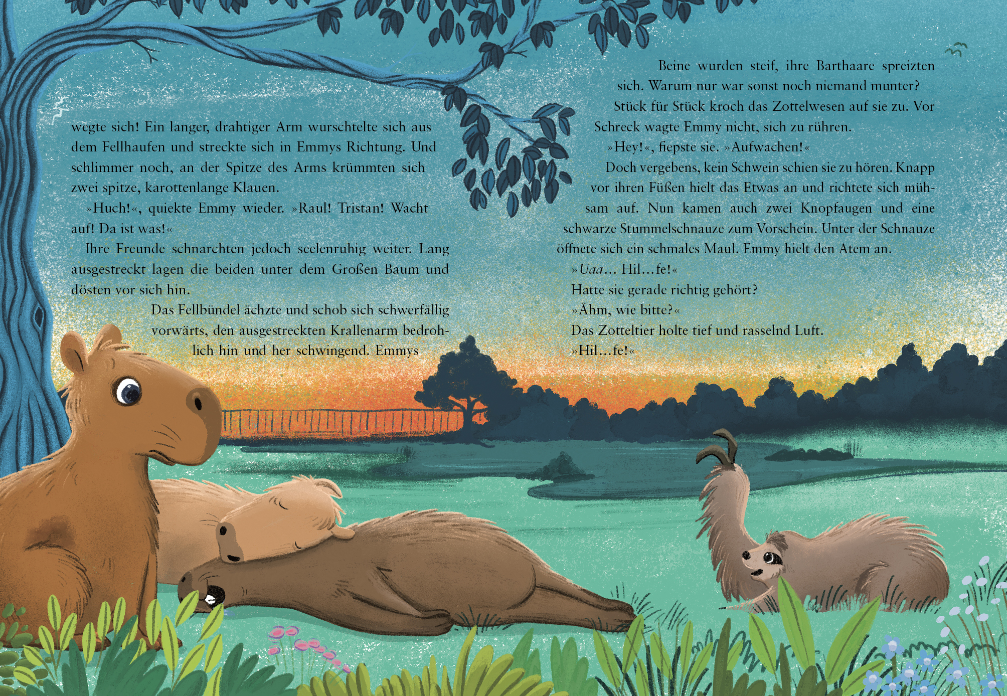 Drei Wasserschweine tauchen ab