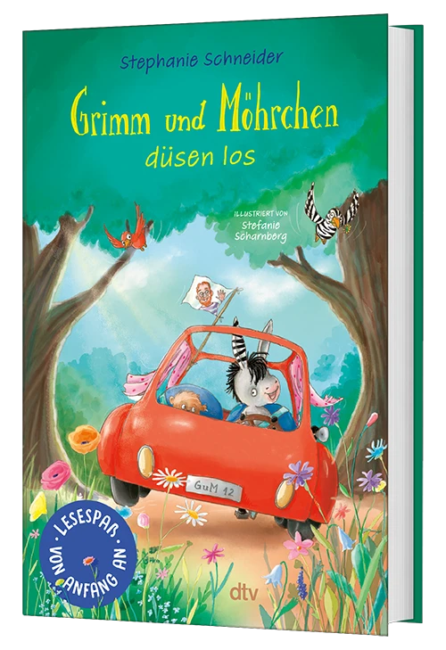 3D-Cover des Buches Grimm und Möhrchen düsen los von Stephanie Schneider und Stefanie Scharnberg