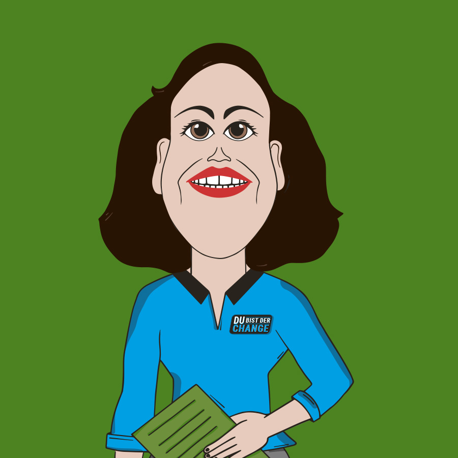 Witzige Zeichnung von Ronja in blauer Uniform