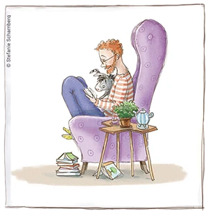 Buchhändler Grimm. Figur aus der Buchreihe Grimm und Möhrchen Buchhändler Grimm. Figur aus der Buchreihe Grimm und Möhrchen