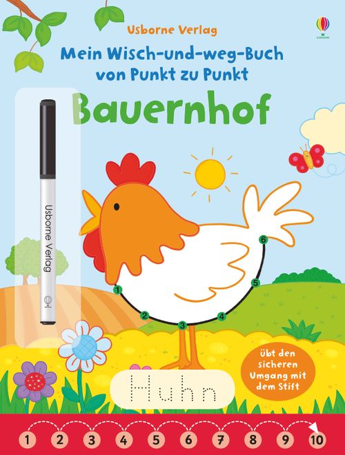 Mein Wisch-und-weg-Buch von Punkt zu Punkt: Bauernhof
