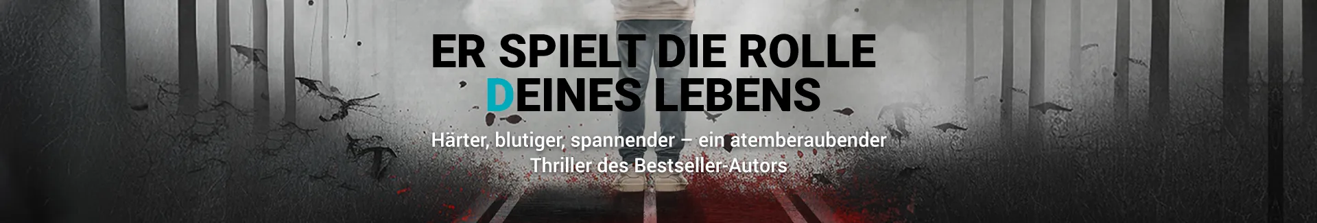 Banner zum Thriller Krähentage von Bestsellerautor Benjamin Cors mit dem Text: Er spielt die Rolle deines Lebens.