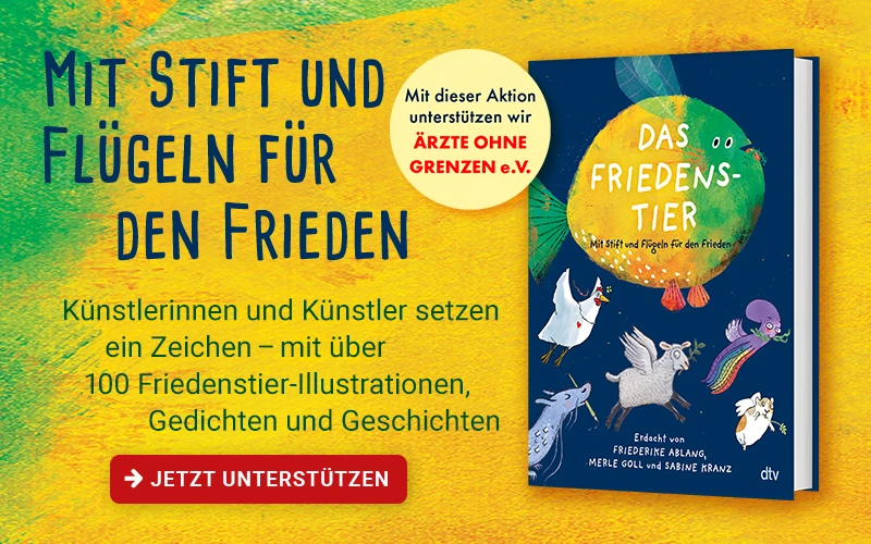 Grafik zu dem Buch Das Friedenstier – Mit Stift und Flügeln für den Frieden. Mit dieser Aktion unterstützen wir Ärzte ohne Grenzen.