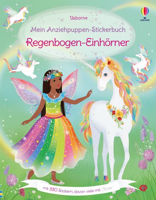 Cover des Buches Mein Anziehpuppen-Stickerbuch: Regenbogen-Einhörner von 