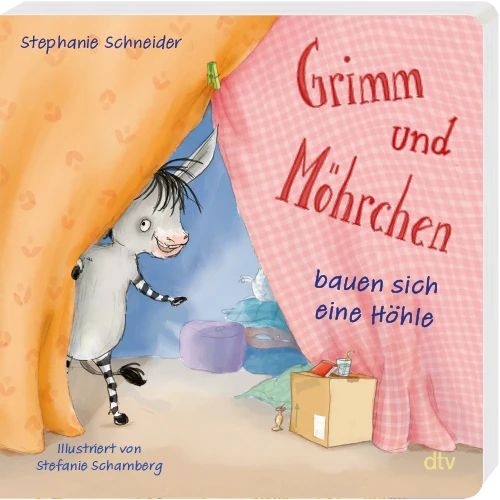 3D-Cover des Pappbilderbuches Grimm und Möhrchen bauen sich eine Höhle von Stephanie Schneider und Stefanie Scharnberg