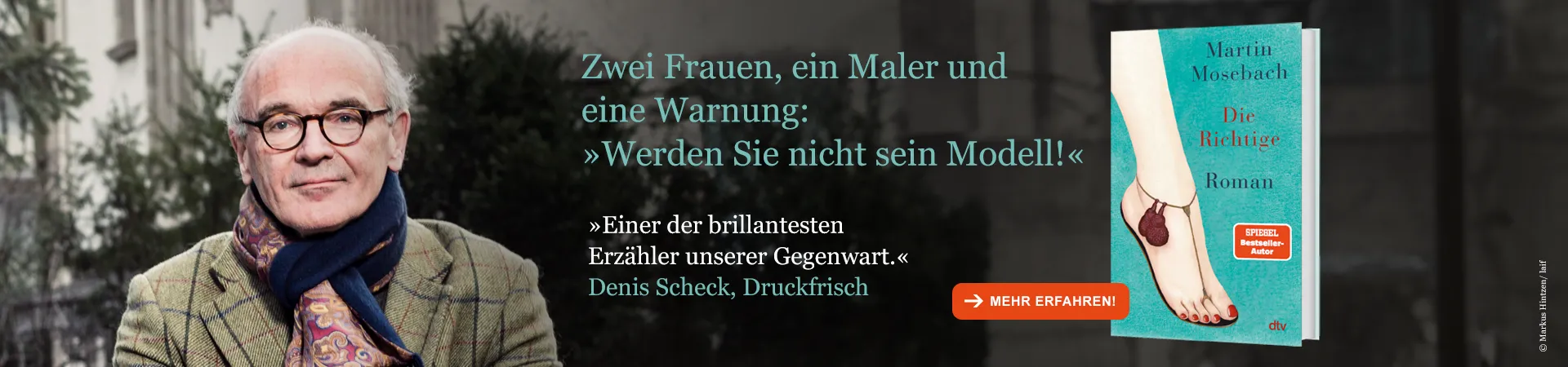 Grafik zum Buch Die Richtige von Martin Mosebach mit dem Text: Zwei Frauen, ein Maler und eine Warnung: Werden Sie nicht sein Modell!