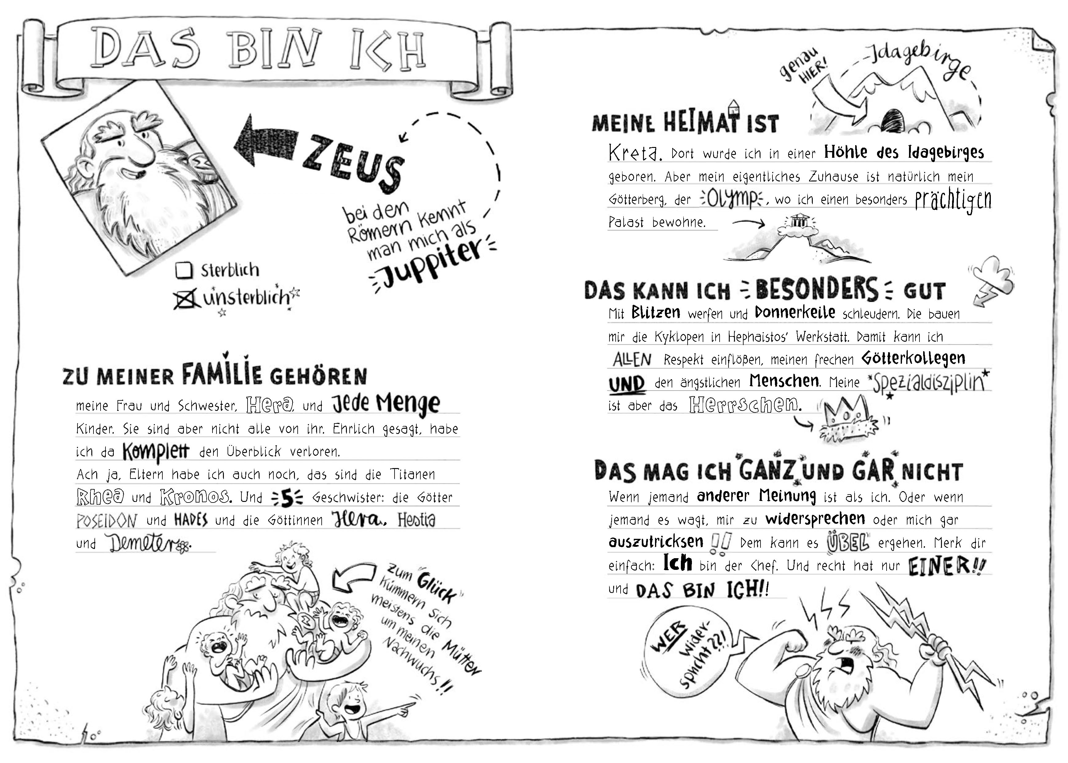 Cover des Buches Ich, Zeus, und die Bande vom Olymp Götter und Helden erzählen griechische Sagen von Frank Schwieger