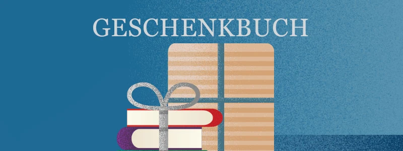 Illustration mit Büchern in Geschenkverpackung