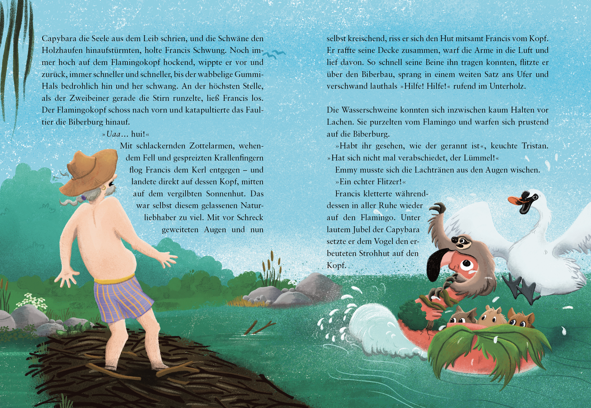 Drei Wasserschweine tauchen ab