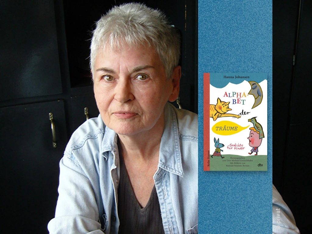 Foto der Autorin Hanna Johansen und Buch Alphabet der Träume.